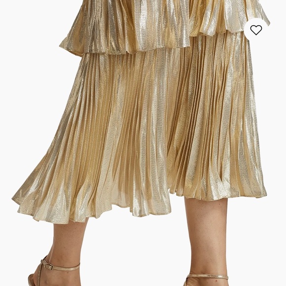 SELF-PORTRAIT Metallic Gold Tiered Midi Dress - Picture 4 of 15